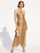 Robe de soirée longue dorée à franges, col dos-nu et fente au dos Années 1930 - 3