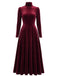Robe en Velours à Col Roulé et Manches Longues Années 1940 - 1