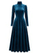 Robe en Velours à Col Roulé et Manches Longues Années 1940 - 7