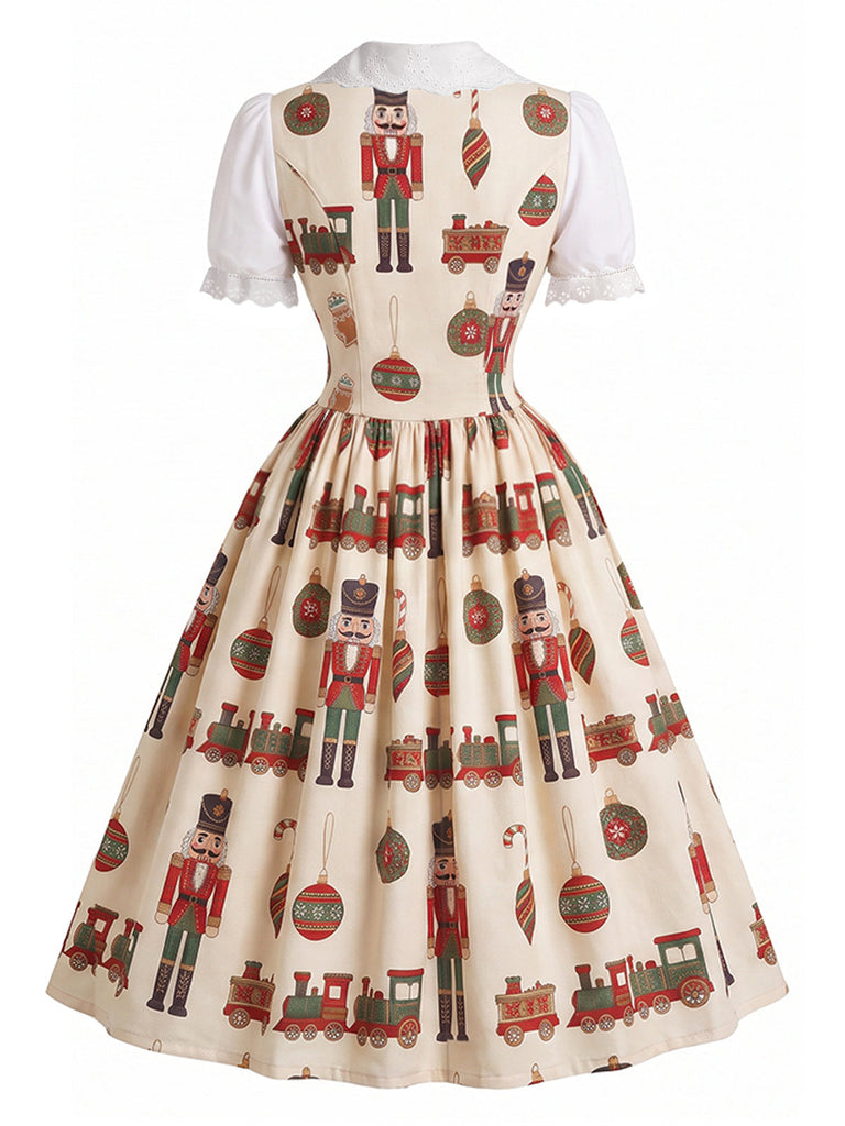 [Prévente] Robe Évasée à Imprimé Casse-Noisette de Noël et Col Festonné Années 1950 - 3