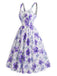 [Prévente] Robe Évasée Lavande à Bretelles et Petites Fleurs Années 1950 - 4