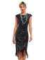 Robe Gatsby sequins et franges mancherons années 1920