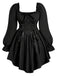 [Grande Taille] Robe Gothique Noire à Corset Lacé et Manches Longues Années 1970 - 1