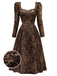 [Prévente] Robe Marron à Fleurs en Satin avec Laçage Style Royalcore Années 1970 - 1