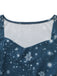 Robe midi de Noël bleu foncé à imprimé Père Noël Années 1950 - 3