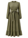 [Grande Taille] Robe midi vert olive à manches lanternes Années 1950 - 2