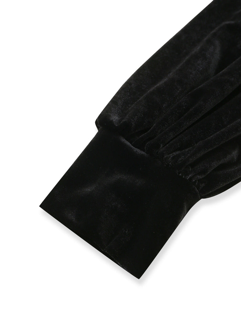 Robe Noire à Bretelles Nouées et Taille Cintrée Années 1960 - 4
