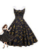 Robe Sans Manches à Col Claudine et Motif Notes de Musique Années 1950 - 1