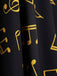 Robe Sans Manches à Col Claudine et Motif Notes de Musique Années 1950 - 5