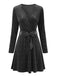 Robe scintillante en velours à col V, manches longues et ceinture Années 1950 - 6