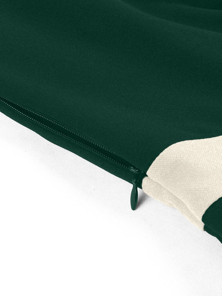 Robe verte à empiècements contrastants, col carré et manches mi-longues Années 1950 - 8