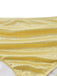 A macro view of the gold shimmering fabric used for the vintage-style metallic bikini.