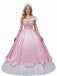 Robe rose à épaules dénudées plissée et ornée d'un nœud en satin années 50