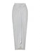 Front view of the silver shimmer long skirt featuring a high-waisted draped design and a front slit.