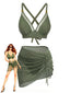 3PCS Ensemble bikini à boutons métal massif années 1950