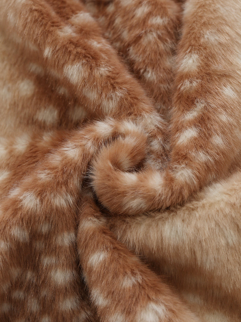 Veste courte marron en fausse fourrure à imprimé cerfs Années 1950 - 6
