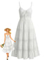 Robe blanche bohème fines bretelles et volants dentelle années 1970