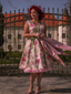Robe ceinturée multicolore à imprimé rose 1950s