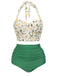 [Grande Taille] Ensemble de Bikini Fleuri à Dos Nu de à Lacets