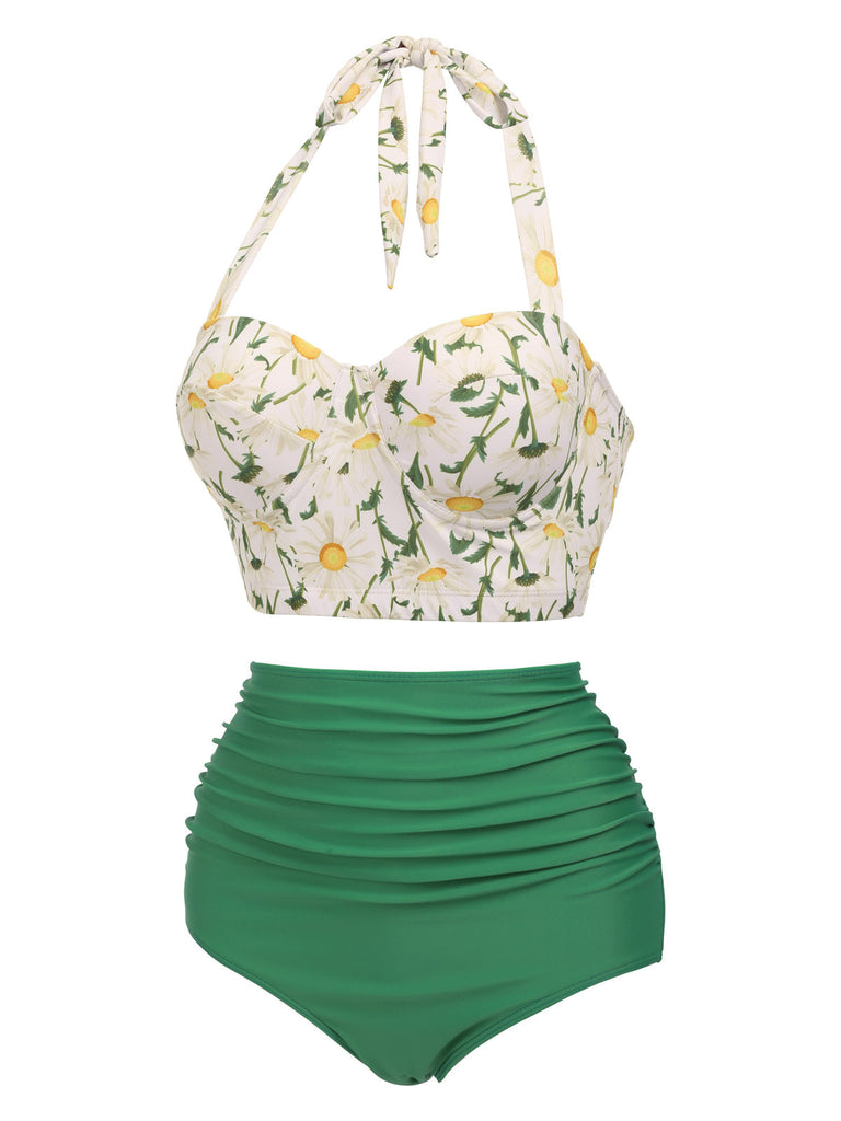 [Grande Taille] Ensemble de Bikini Fleuri à Dos Nu de à Lacets