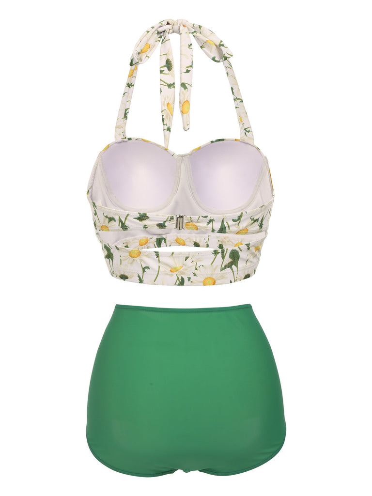 [Grande Taille] Ensemble de Bikini Fleuri à Dos Nu de à Lacets