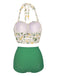 [Grande Taille] Ensemble de Bikini Fleuri à Dos Nu de à Lacets