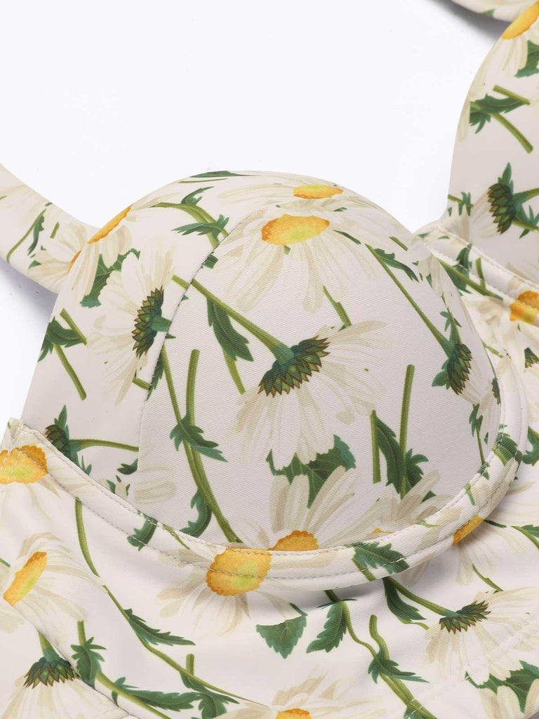 [Grande Taille] Ensemble de Bikini Fleuri à Dos Nu de à Lacets