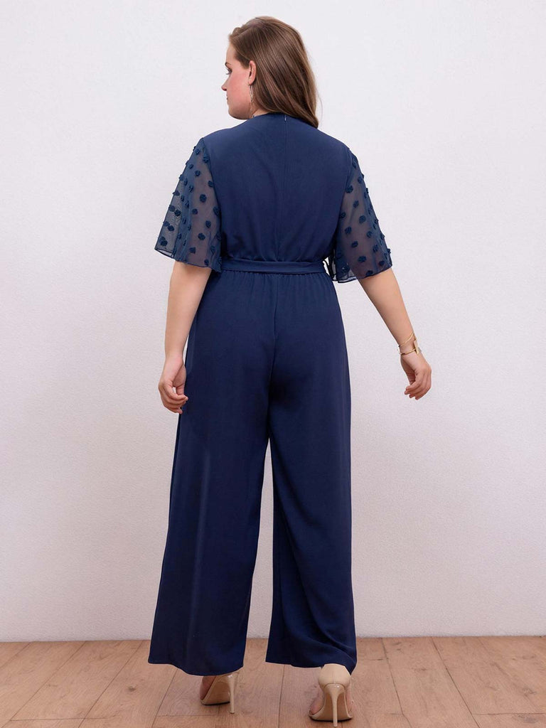 [Grande Taille] Combinaison uni bleu foncé à manches évasées des années 1930
