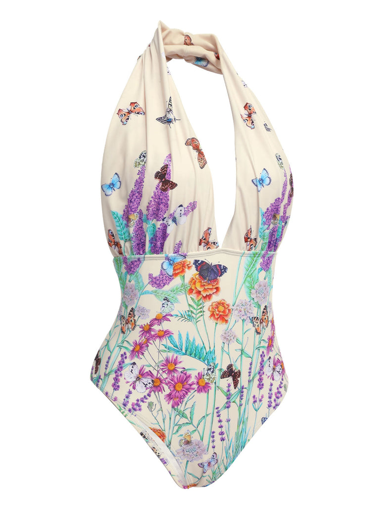 Maillot de bain une pièce à licou papillon
