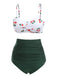 Ensemble de bikini taille haute à bretelles cerises 1950s