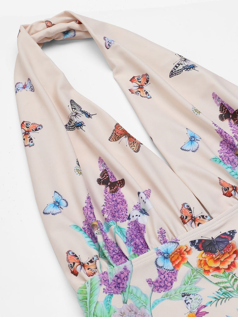 Maillot de bain une pièce à licou papillon