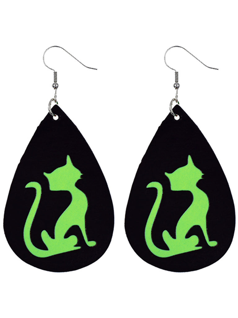 Boucles d'Oreilles Renard Toussaint Halloween Noir Vert