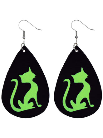 Boucles d'Oreilles Renard Toussaint Halloween Noir Vert