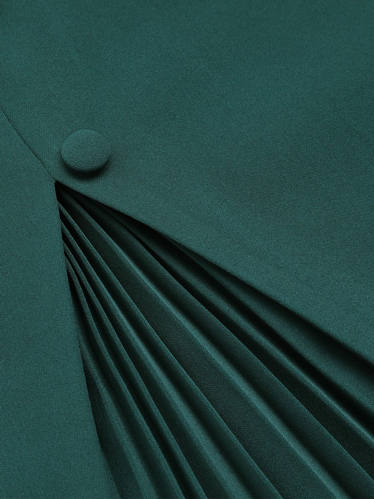 [Prévente] Robe vert foncé à épaules dénudées en dentelle des années 1960