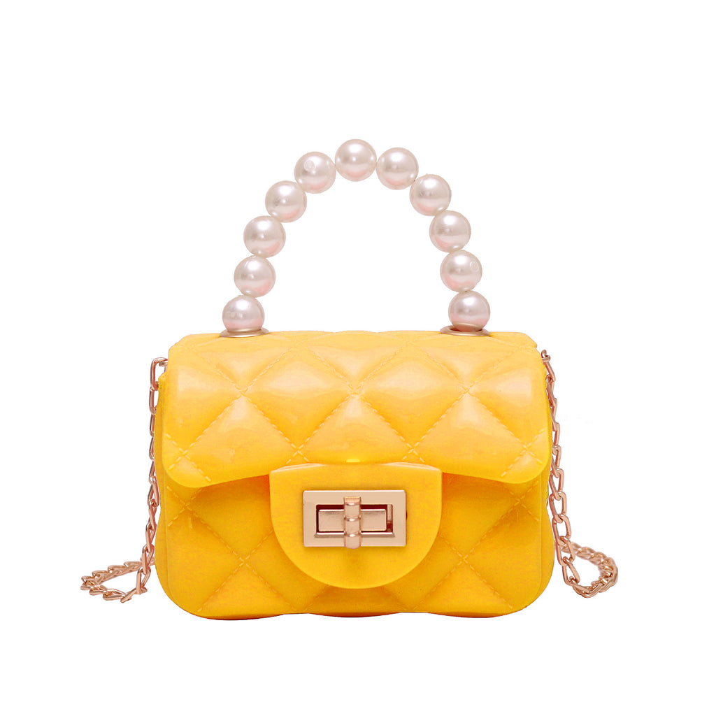 Sac à Main Rouge Vintage Carré avec Perles Chic