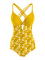 Maillot de bain jaune 1950s Marguerite Patchwork