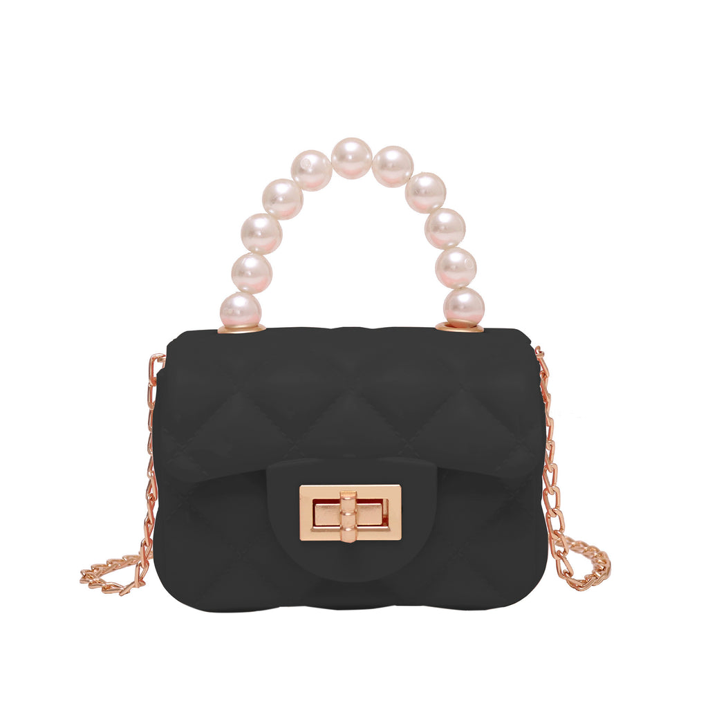 Sac à Main Rouge Vintage Carré avec Perles Chic