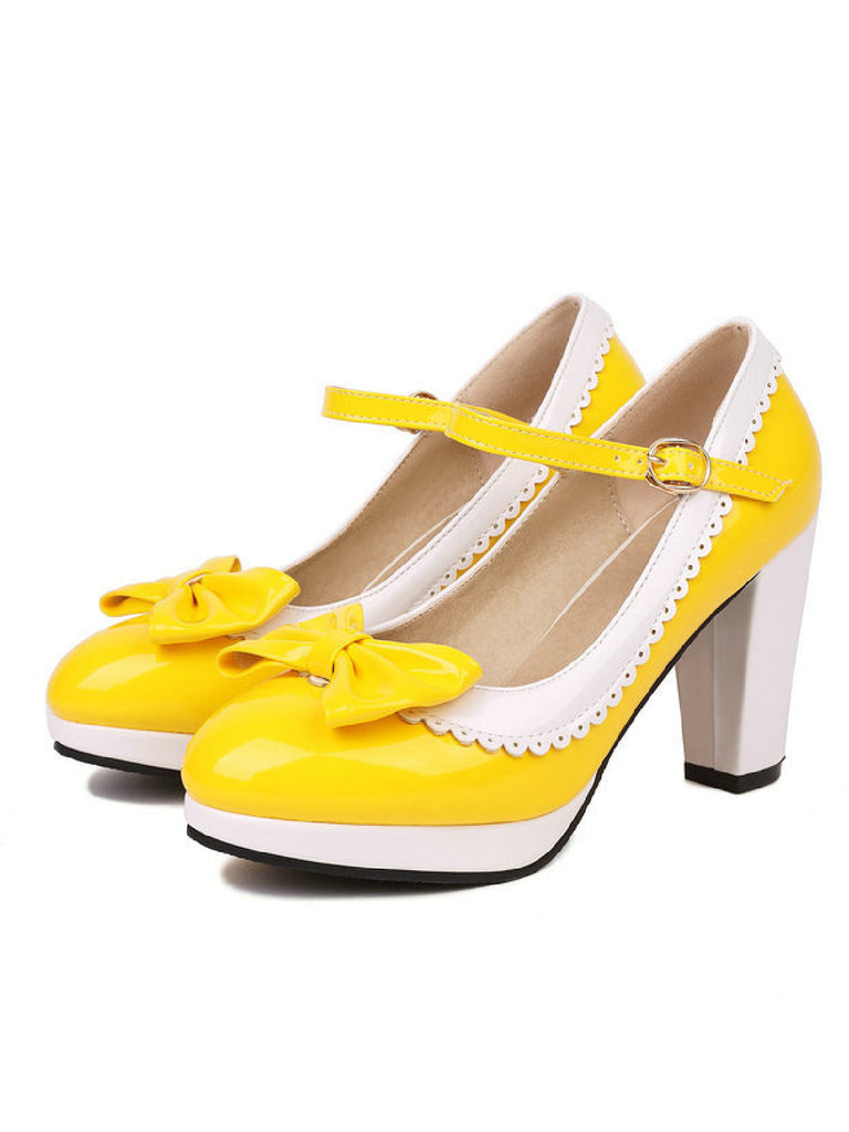 Chaussures à talons épais Mary Jane Noeud papillon
