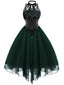 Robe de Vampire Déguisement Gothique Steampunk en Dentelle Vert foncé