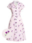 [Prévente] Robe Chemise Violette Florale Boutonnée Années 1940