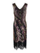 [Produits en Liquidation] Robe Charleston Vintage Année 20 à Frange Gatsby À Paillettes Noire Chic
