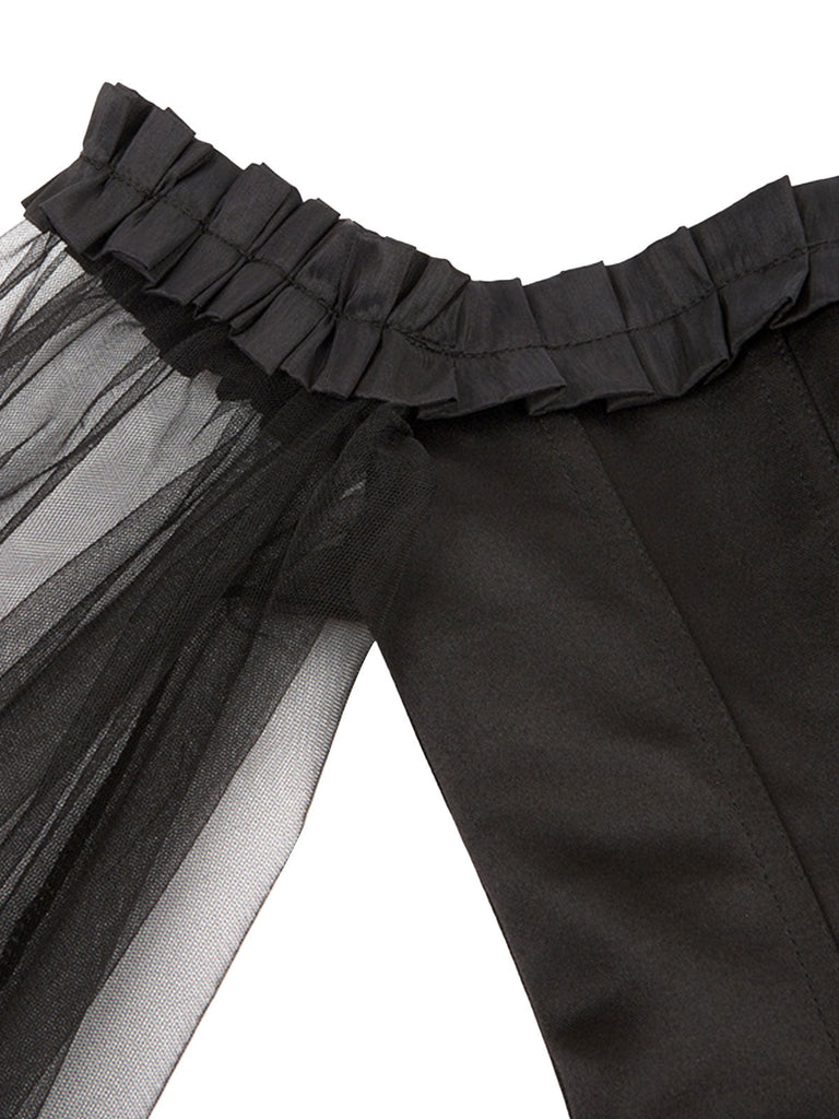 Corset à épaules dénudées à volants Steampunk noir