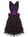 Robe à nœud de chauve-souris d’Halloween violet foncé des années 1950