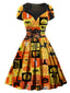 Robe col reine à lacets pour Halloween des années 1950