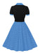 Robe à revers à pois color block des années 1950