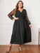 [Grande Taille] Robe noire à manches en maille florale des années 1950