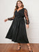 [Grande Taille] Robe noire à manches en maille florale des années 1950