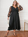 [Grande Taille] Robe noire à manches en maille florale des années 1950