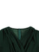 [Grande Taille] Robe trapèze unie à col en V vert foncé de des années 1950
