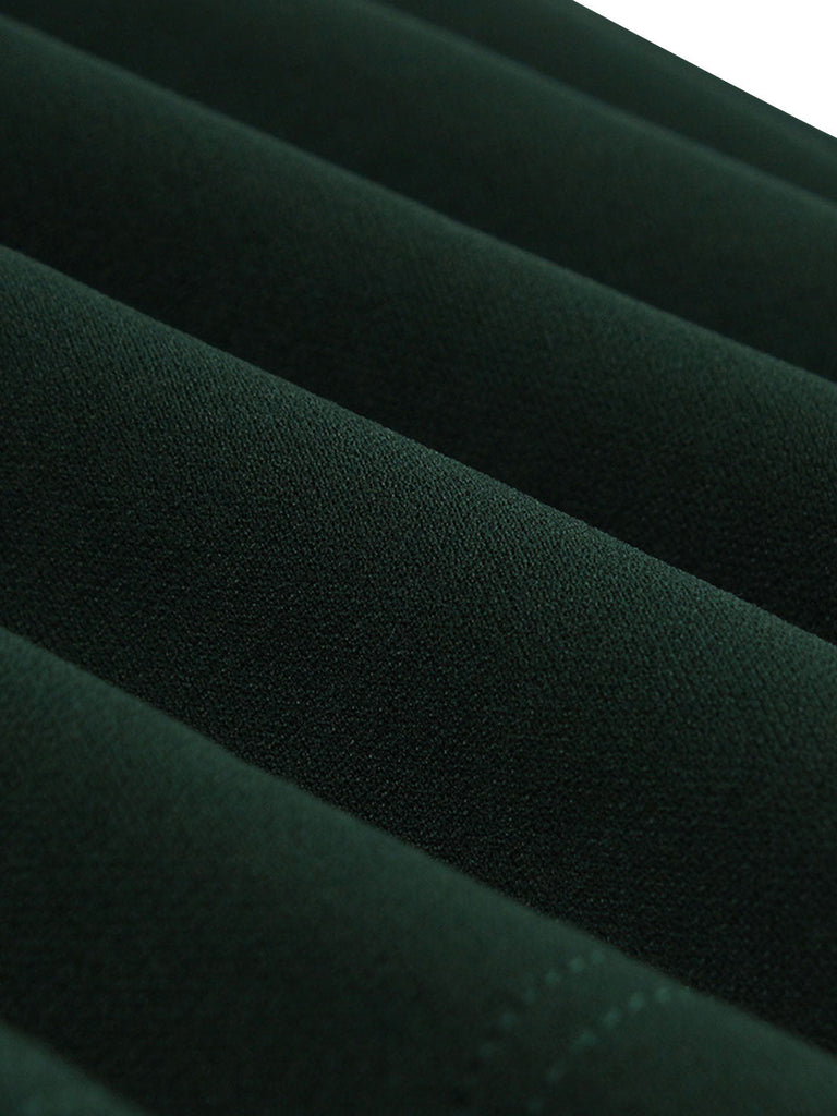 [Grande Taille] Robe trapèze unie à col en V vert foncé de des années 1950